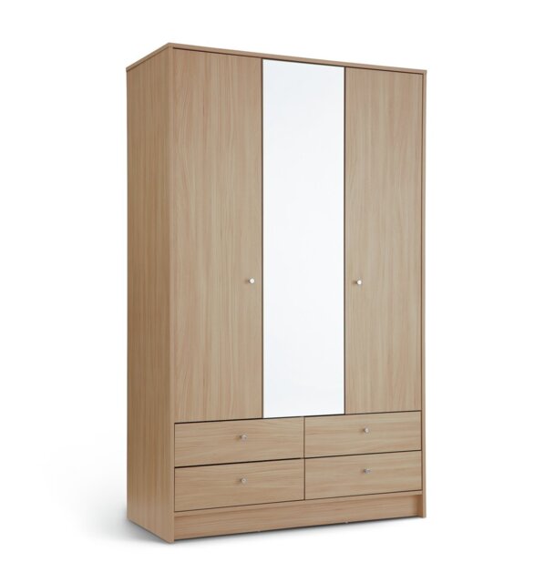 Argos Home Malibu 3 Dr 4 Drawer Mirror Wardrobe-Beech Effect