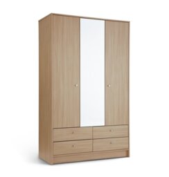 Argos Home Malibu 3 Dr 4 Drawer Mirror Wardrobe-Beech Effect - thumbnail 1