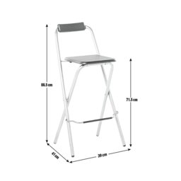 Argos Home Pair of Folding Metal Bar Stools - Black & Silver - thumbnail 2