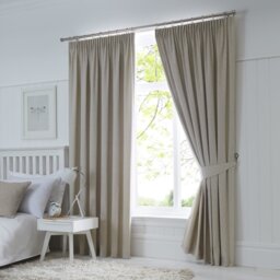 Fusion Dijon Blackout Pencil Pleat Curtains - Natural - 117x183cm