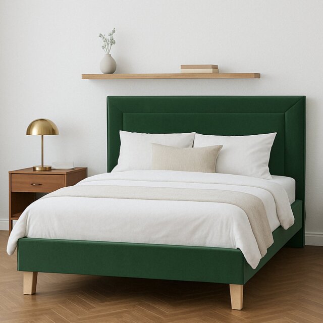 Millbrook Border Kingsize Fabric Bed Frame - Green - image 1