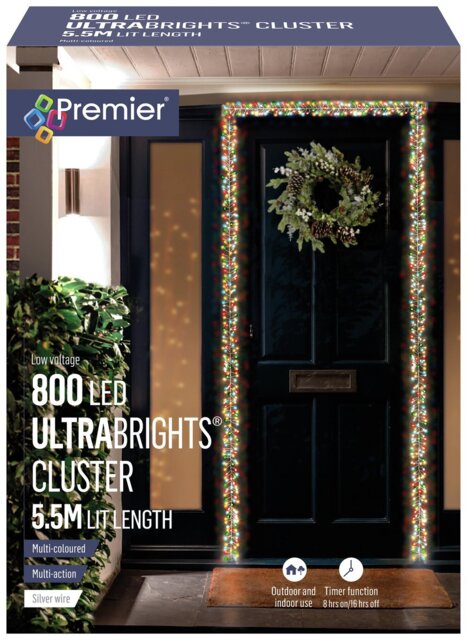 Premier Decorations 800 Multicoloured LED Christmas Lights - image 1
