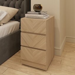 GFW Catania 3 Drawers Set of 2 Bedside Table - Oak - thumbnail 2