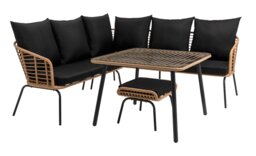 Habitat 7 Seater Rattan Effect Garden Corner Sofa Set- Black - thumbnail 1