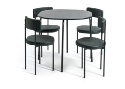 Argos Home Jayla Metal Black Dining Table & 4 Black Chairs - thumbnail 1