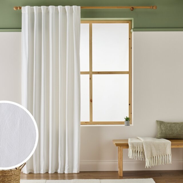Argos Home Leaf Tab Top Voile Curtain - White - 140x183cm - image 1