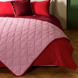 Habitat Striped Yarn Dye Bedspread - Red - 220x200cm - thumbnail 1