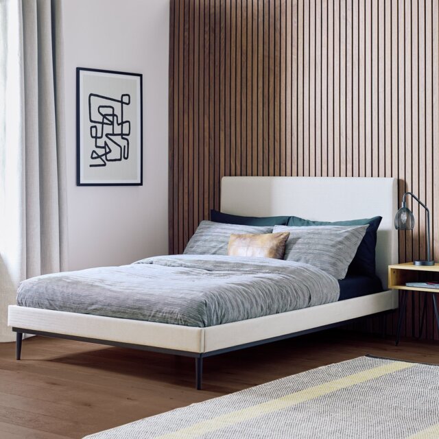 Argos Home Morley Fabric Double Bed Frame - Cream - image 1
