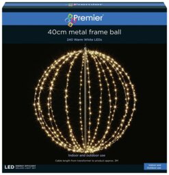 Premier Decorations 240 Warm White LED Christmas Ball Lights - thumbnail 2