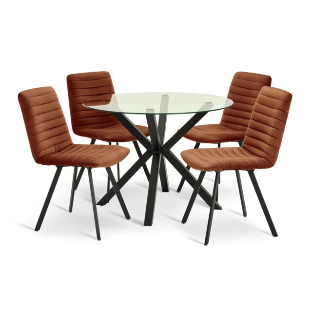 Argos Home Alice Black Dining Table & 4 Copper Chairs - image 1