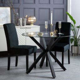 Argos Home Midback Pair of Velvet Dining Chair - Black