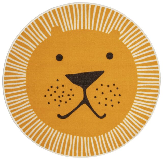 Habitat Kids Lion Face Round Yellow Short Pile Rug - 100cm - image 1
