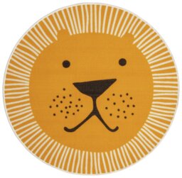 Habitat Kids Lion Face Round Yellow Short Pile Rug - 100cm - thumbnail 1