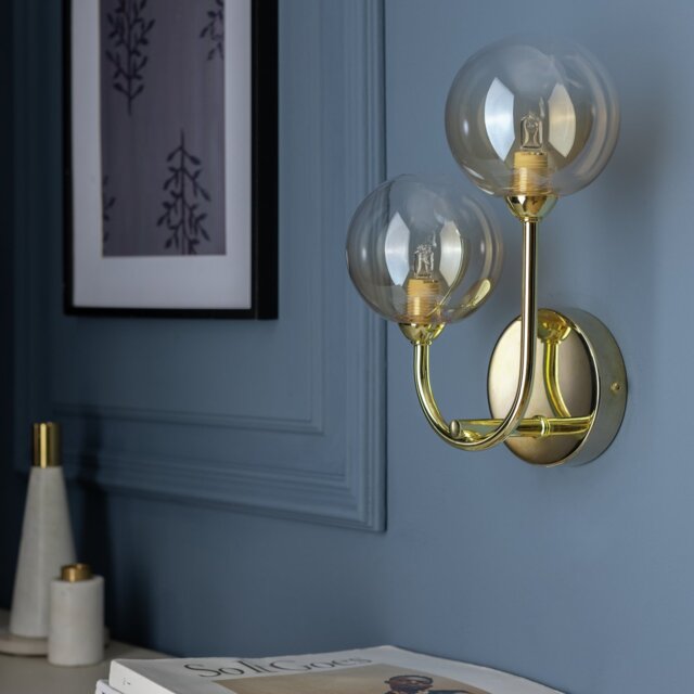 Argos Home Ombre Glass Metal 2 Light Wall Light - Brass - image 1