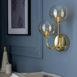 Argos Home Ombre Glass Metal 2 Light Wall Light - Brass - thumbnail 1