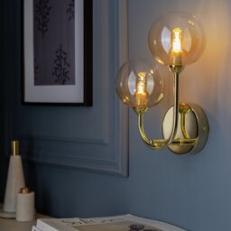 Argos Home Ombre Glass Metal 2 Light Wall Light - Brass - thumbnail 2
