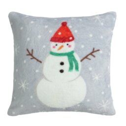 Home Snowman Fleece Cushion - Blue - 43x43cm - thumbnail 2