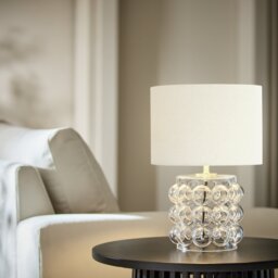 Habitat Glass Bobble Mini Table Lamp - Cream - thumbnail 1