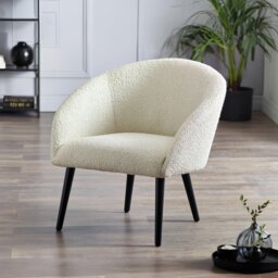Julian Bowen Amari Boucle Accent Chair Steel Feet - Ivory