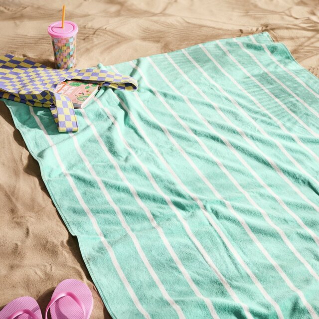 Habitat Aqua Stripe XL Beach Towel - image 1