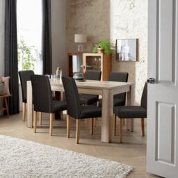 Argos Home Preston Oak Dining Table & 6 Chocolate Chairs - thumbnail 2