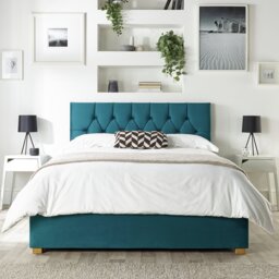 CL Boutique Velvet Double Ottoman Bedframe - Emerald