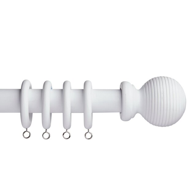 Argos Home White Wooden Fixed Curtain Pole - 300cm - image 1