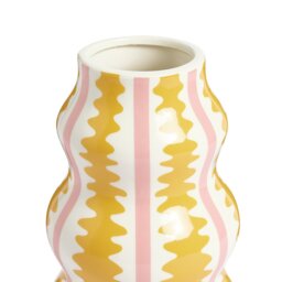 Habitat Stripe Ceramic Pink & Yellow Wiggle Vase - thumbnail 2