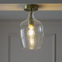 Argos Home Abas Glass Flush to Ceiling Light - Satin Brass - thumbnail 2