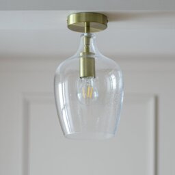 Argos Home Abas Glass Flush to Ceiling Light - Satin Brass - thumbnail 1