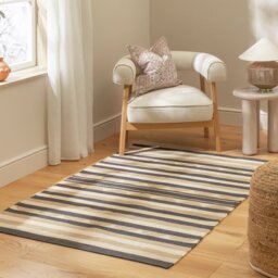 Habitat Scalloped Stripe Beige Flatweave Rug - 160x230cm - thumbnail 1