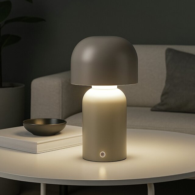 Searchlight Mushroom Port Rechargeable LED Table Lamp - Grey - image 1