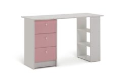Argos Home Kids Malibu 3 Drawers Desk - Pink & White - thumbnail 1