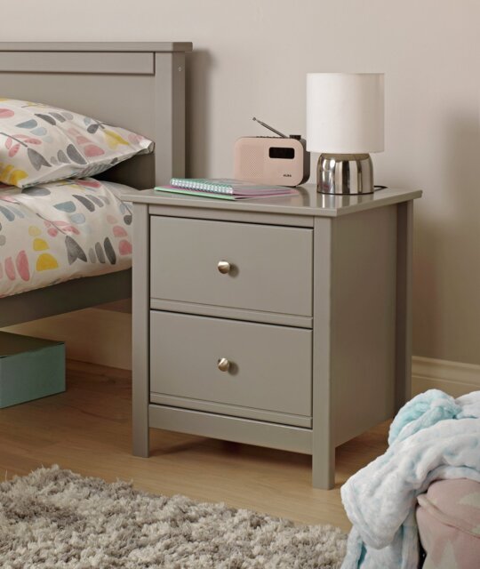 Habitat Brooklyn 2 Drawer Bedside Table - Grey - image 1