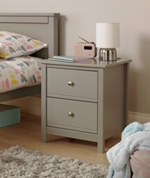 Habitat Brooklyn 2 Drawer Bedside Table - Grey - thumbnail 1