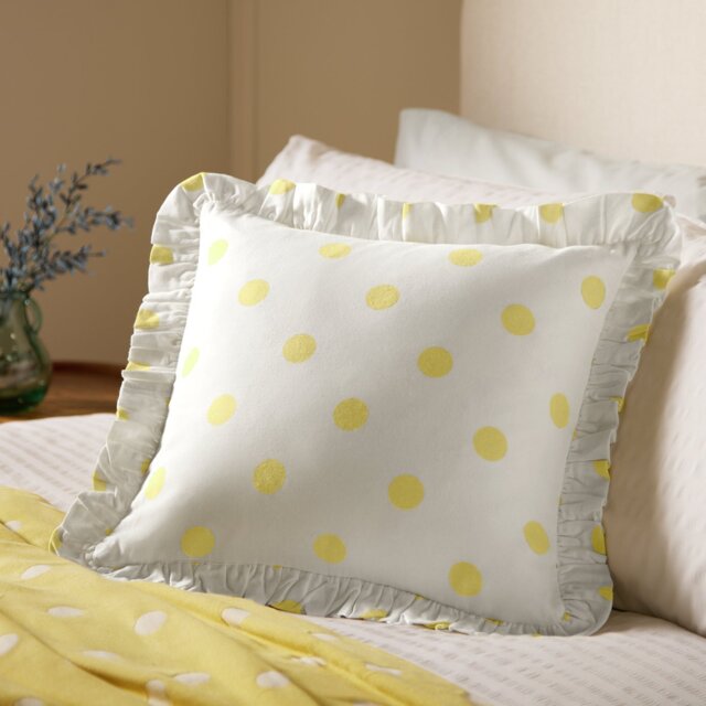 Argos Home Polka Dot Print Ruffle Cushion Yellow - 43x43cm - image 1
