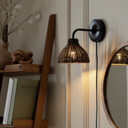 Habitat Wicker Pear Plug in Wall Light - Natural - thumbnail 2