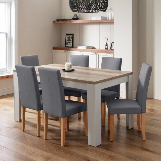 Argos Home Preston Grey Dining Table & 6 Grey Chairs - image 1