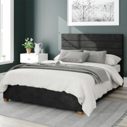 Aspire Kelly Linen Kingsize Ottoman Bedframe - Charcoal - thumbnail 1