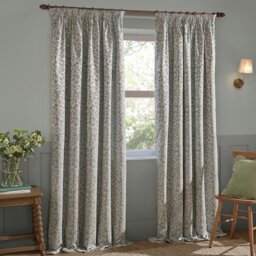 Wylder Grace Leaf Floral Pencil Pleat Curtains - Grey - 229X183cm - thumbnail 2