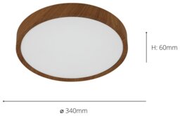 EGLO Musurita LED Flush Ceiling Light - Wood Effect - thumbnail 2