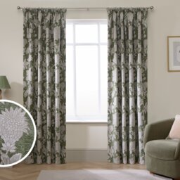 Argos Home Traditional Floral Blackout Pencil Pleat Curtain - Green - 117x183cm