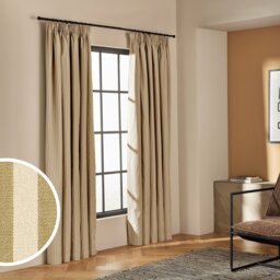 Habitat Yarn Dye Stripe Blackout Pencil Pleat Curtains - Olive - 229x137cm