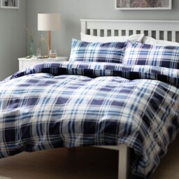 Argos Home Check Blue & White Bedding Set - Double - thumbnail 1