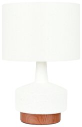 Pacific Elio Ceramic Wood Effect Table Lamp - White - thumbnail 2