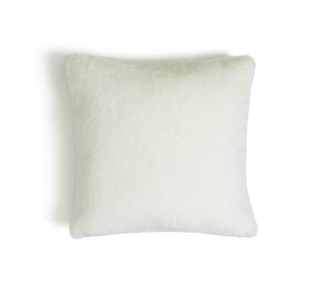 Habitat Plain Faux Fur Cushion - Cream - 43x43cm - image 1