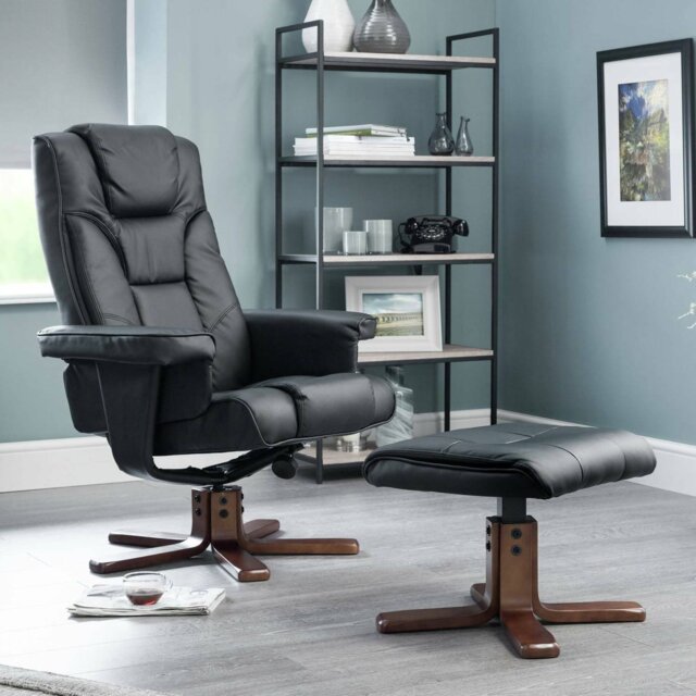 Julian Bowen Malmo Recliner Chair & Footstool - Black - image 1
