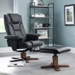Julian Bowen Malmo Recliner Chair & Footstool - Black