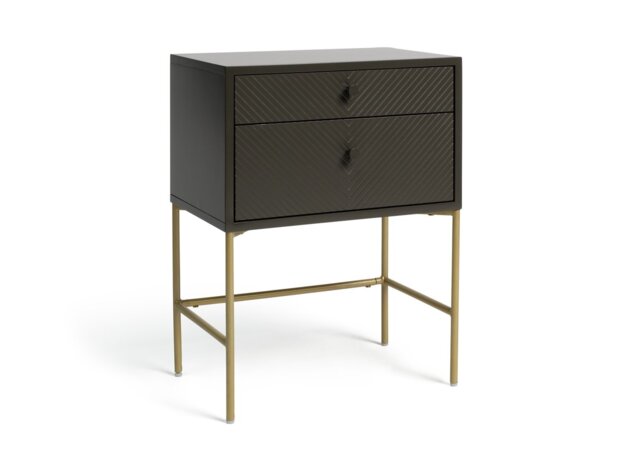 Habitat Barcelona 2 Drawer Bedside Table - Charcoal - image 1