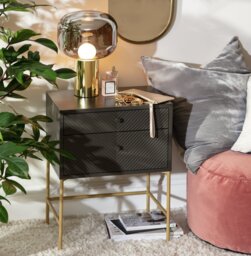 Habitat Barcelona 2 Drawer Bedside Table - Charcoal - thumbnail 2